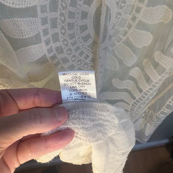 Rebellion Cream Boho White Sheer Lace Midi Kimono Cardigan Beach Coverup Medium - Picture 7 of 9